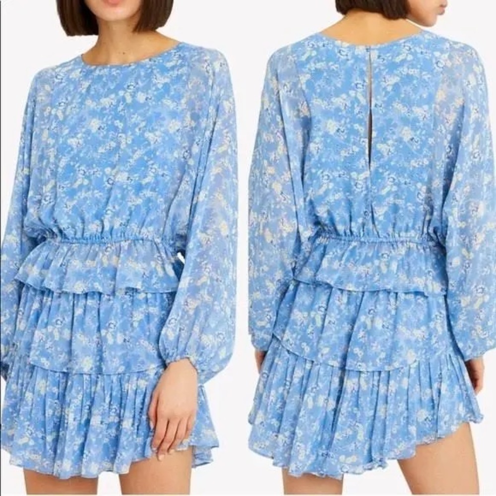 LoveShackFancy Nellie Bluejay Silk Top Blouse